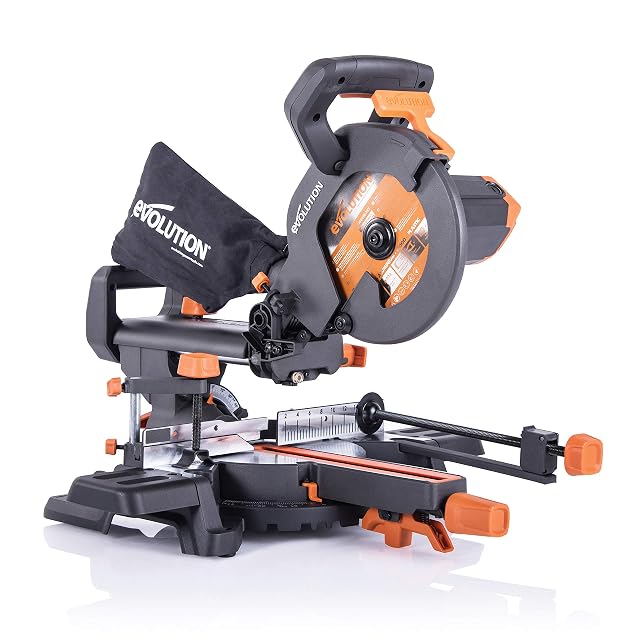 Scie à onglet radiale Evolution Power Tools R210SMS+, photographie produit
