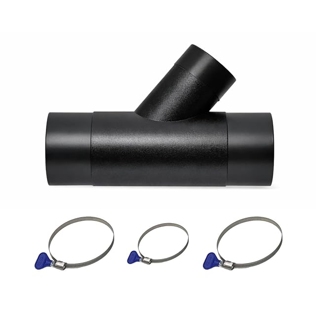 Raccord en Y d’aspiration de 100 mm en ABS avec colliers de serrage, photographie du produit